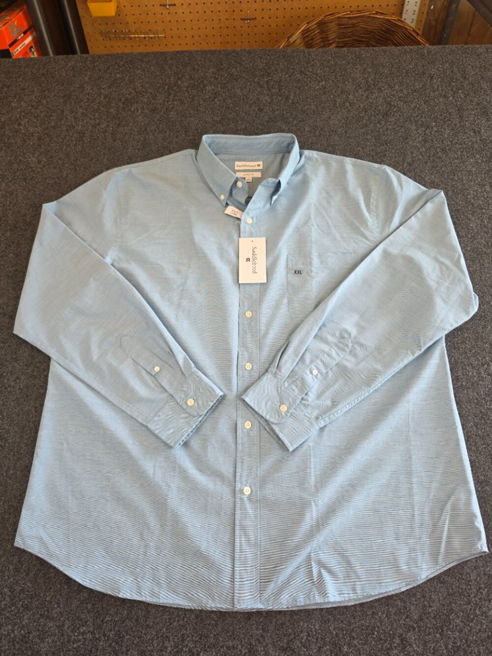 Saddlebred Mens XXL Classic Fit Blue Button Down Shirt Long Sleeve NWT